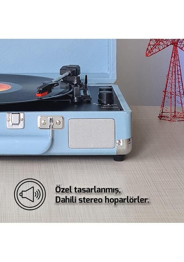 Record Master ST14012 Deri Mavi Bluetooth ve Şarj