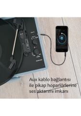 Record Master ST14012 Deri Mavi Bluetooth ve Şarj