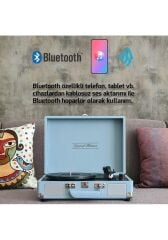 Record Master ST14012 Deri Mavi Bluetooth ve Şarj