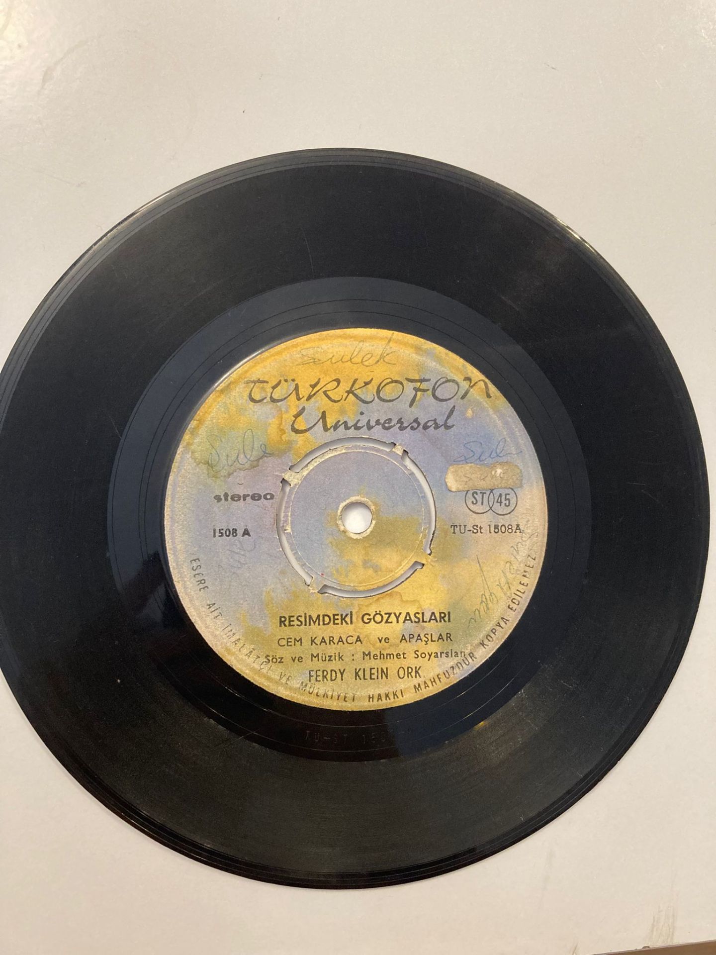 Cem Karaca ve Apaşlar Resimdeki Gözyaşları 45'lik Dönem Baskı Plak