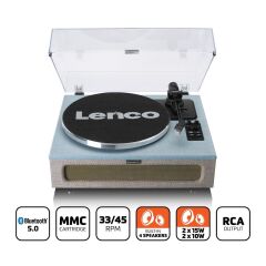Lenco LS-440 BUBG Mavi Krem 4 Hoparlörlü Bluetoothlu Pikap Plak Çalar