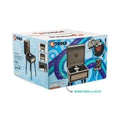 Ktools Retro K212 Ayaklı Pikap Kahve * Yedek İğne Hediyeli