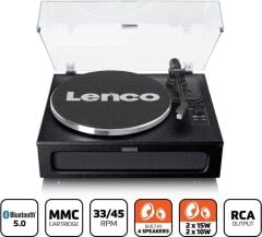 Lenco LS-430 BK 4 Dahili Hoparlörlü Bluetoothlu Pikap Siyah Deri Kaplama