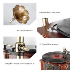 Record Master RMJ-209C Gramofon Pikap - Radyo-Bluetooth - USB