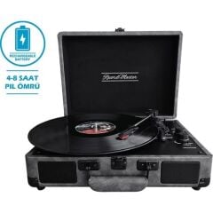 Record Master ST14012 Pikap Deri Koyu Gri Bluetooth ve Şarj