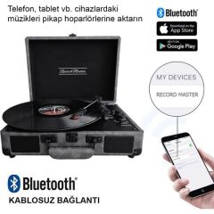Record Master ST14012 Deri Koyu Gri Bluetooth ve Şarj