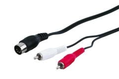 Alman Sık 5'li Erkek Pin İle  Erkek Rca Jak  Sinyal Aktarım  Kablosu 1.5 M