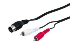 Alman Sık 5'li Erkek Pin İle  Erkek Rca Jak  Sinyal Aktarım  Kablosu 1.5 M