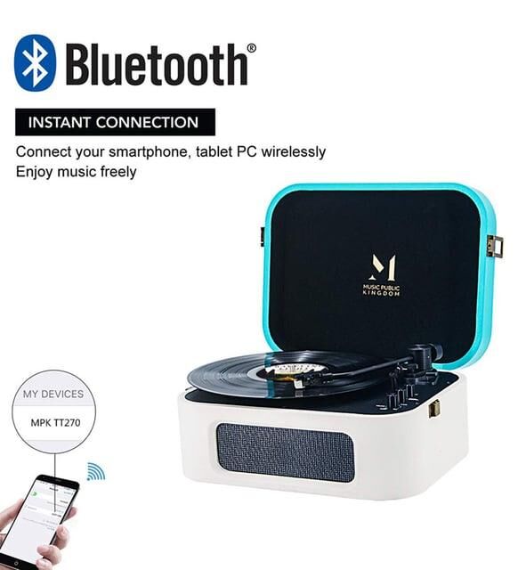 Record Master TT-270 Bluetooth Özellikli Pikap Mavi Beyaz Deri